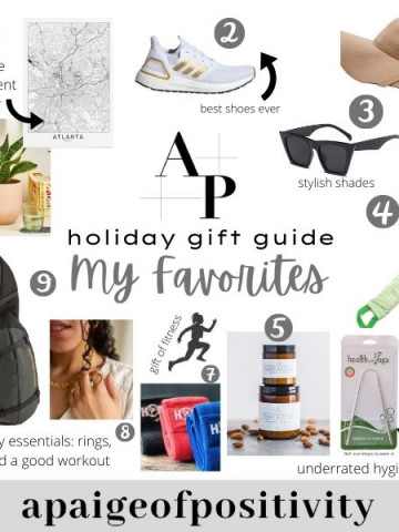 collage of all gift ideas on a poster with small captions and numbers