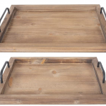 Wooden serving trays with white background