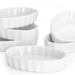 6-pack white ramekin dishes on white background