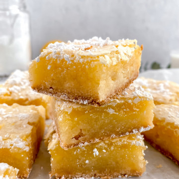 3 lemon bars stacked on top of each other