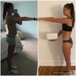 two images side by side of girl who lost weight