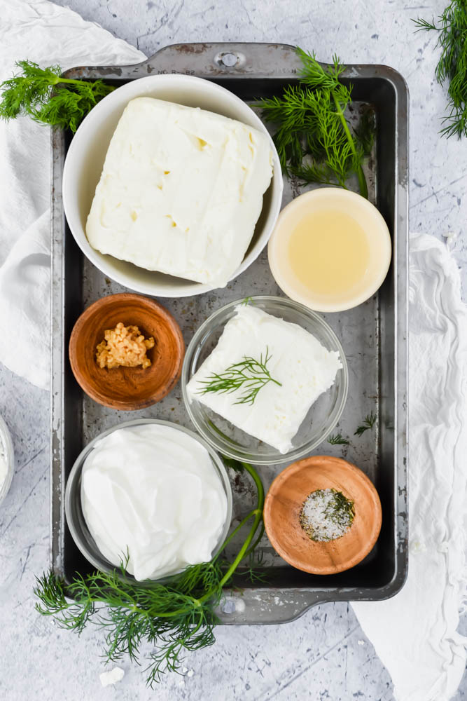 all ingredients for this recipe on a metal tray
