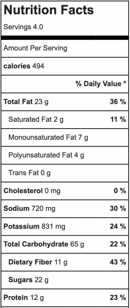 butternut squash salad nutrition facts