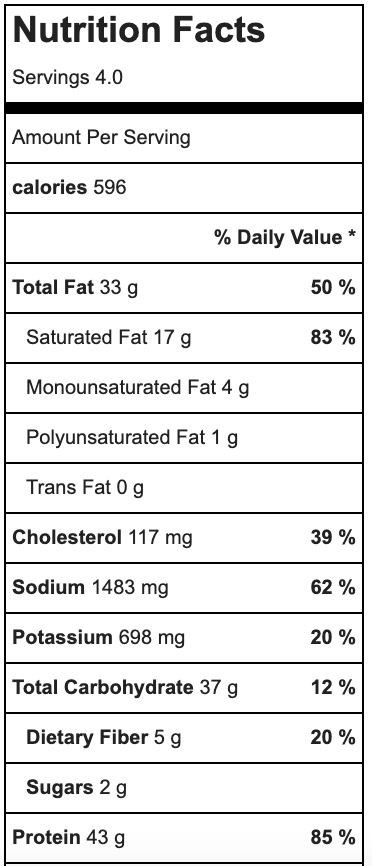 ranch mac 'n cheese nutrition facts