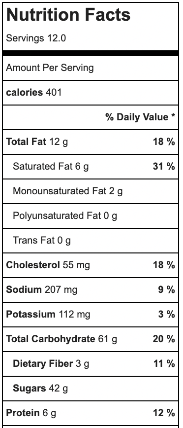 Oat flour chocolate chip blondie nutrition facts