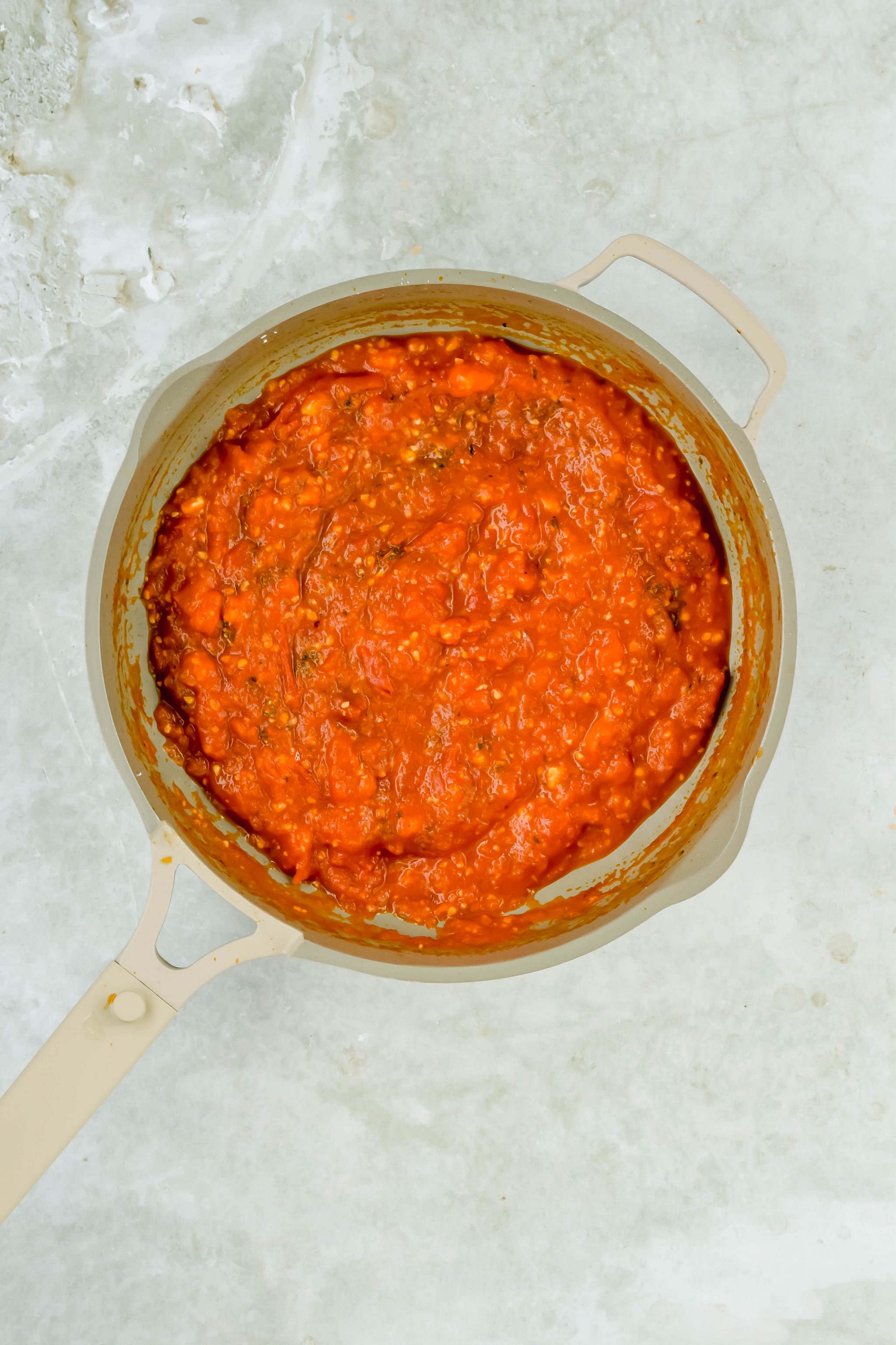 roma tomato sauce in large skillet.