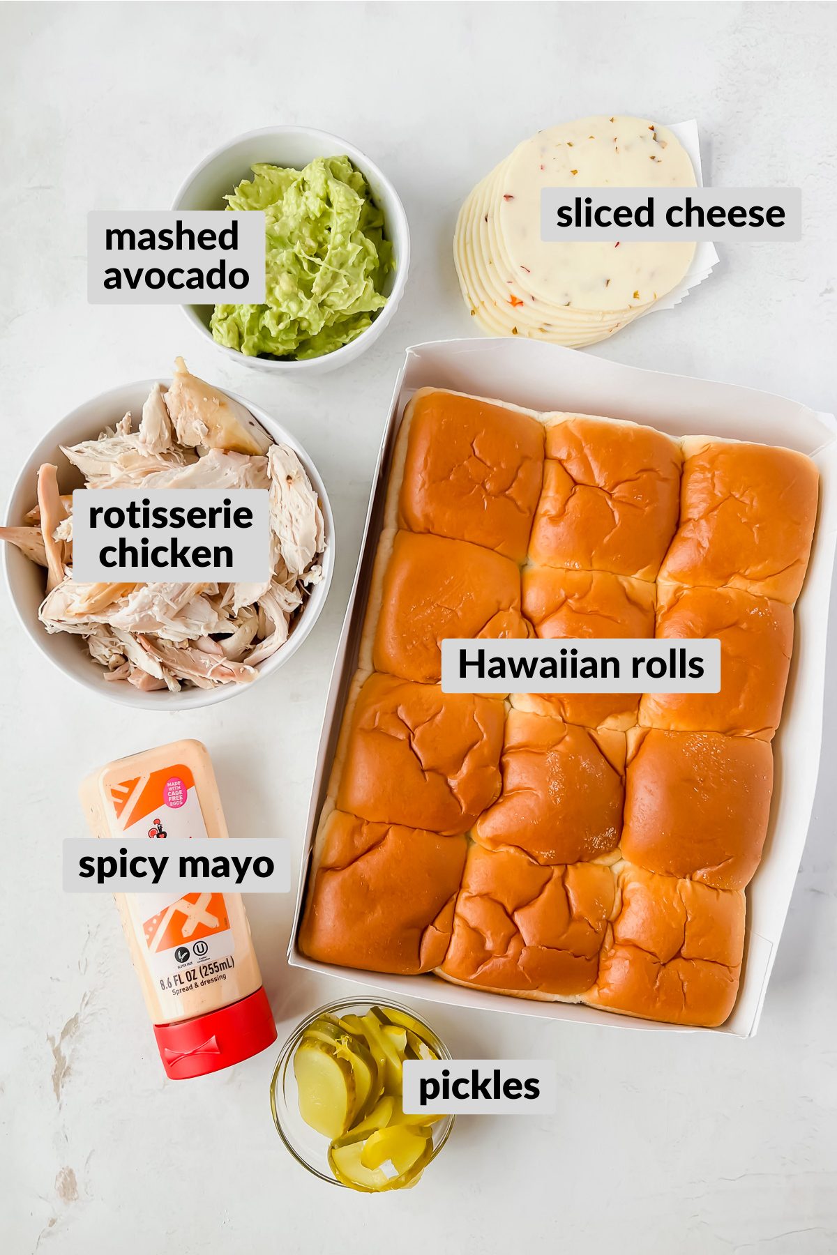 rotisserie chicken Hawaiian sliders ingredients.
