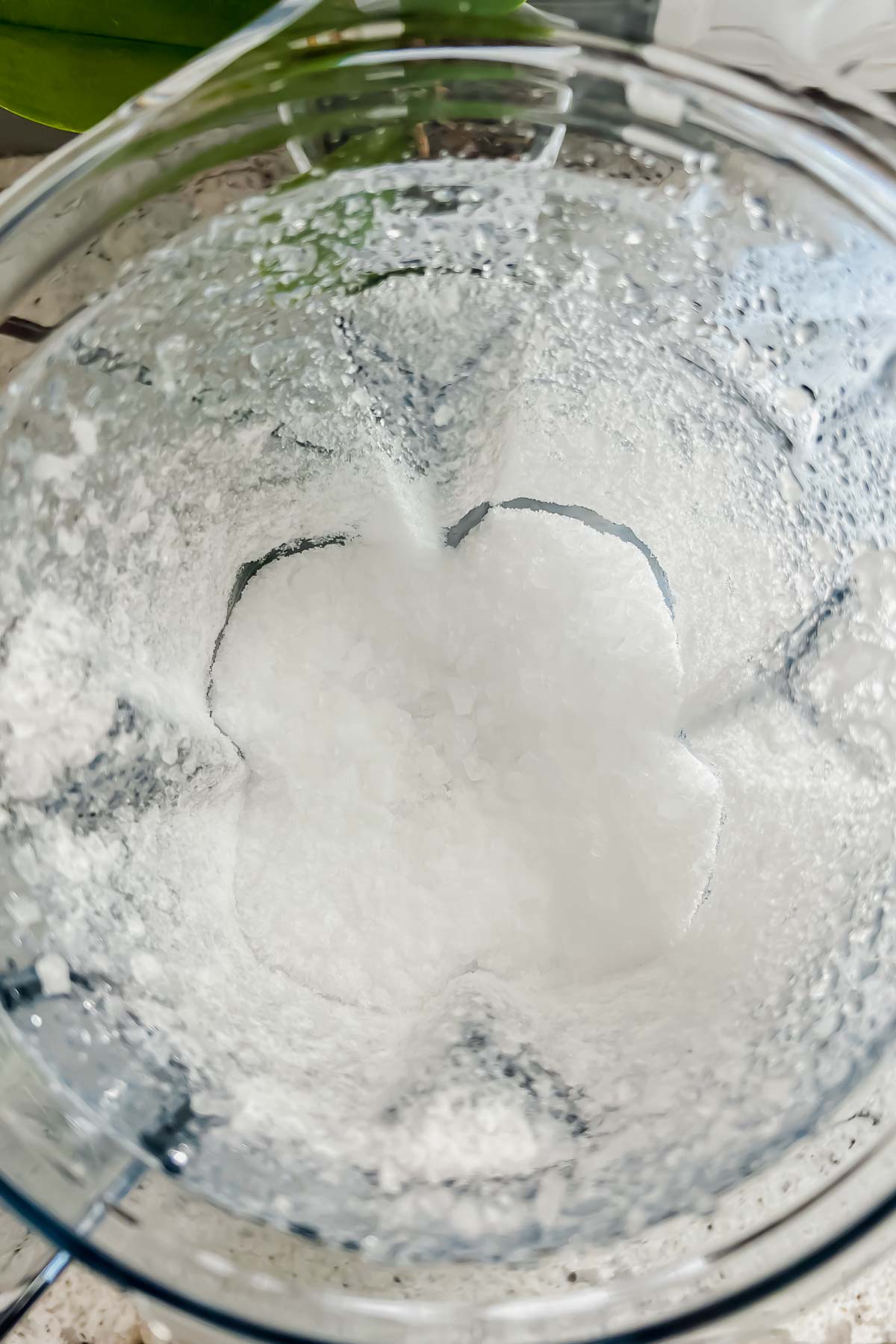 shaved ice in blender.