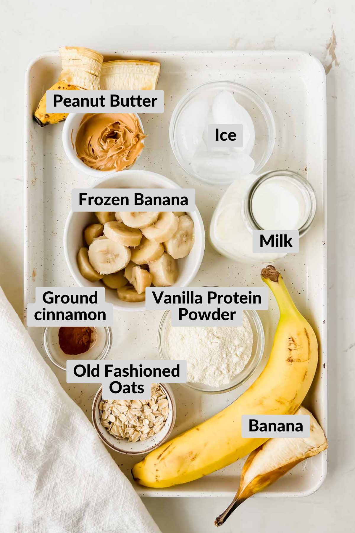 ingredients for banana bread protein smoothie.