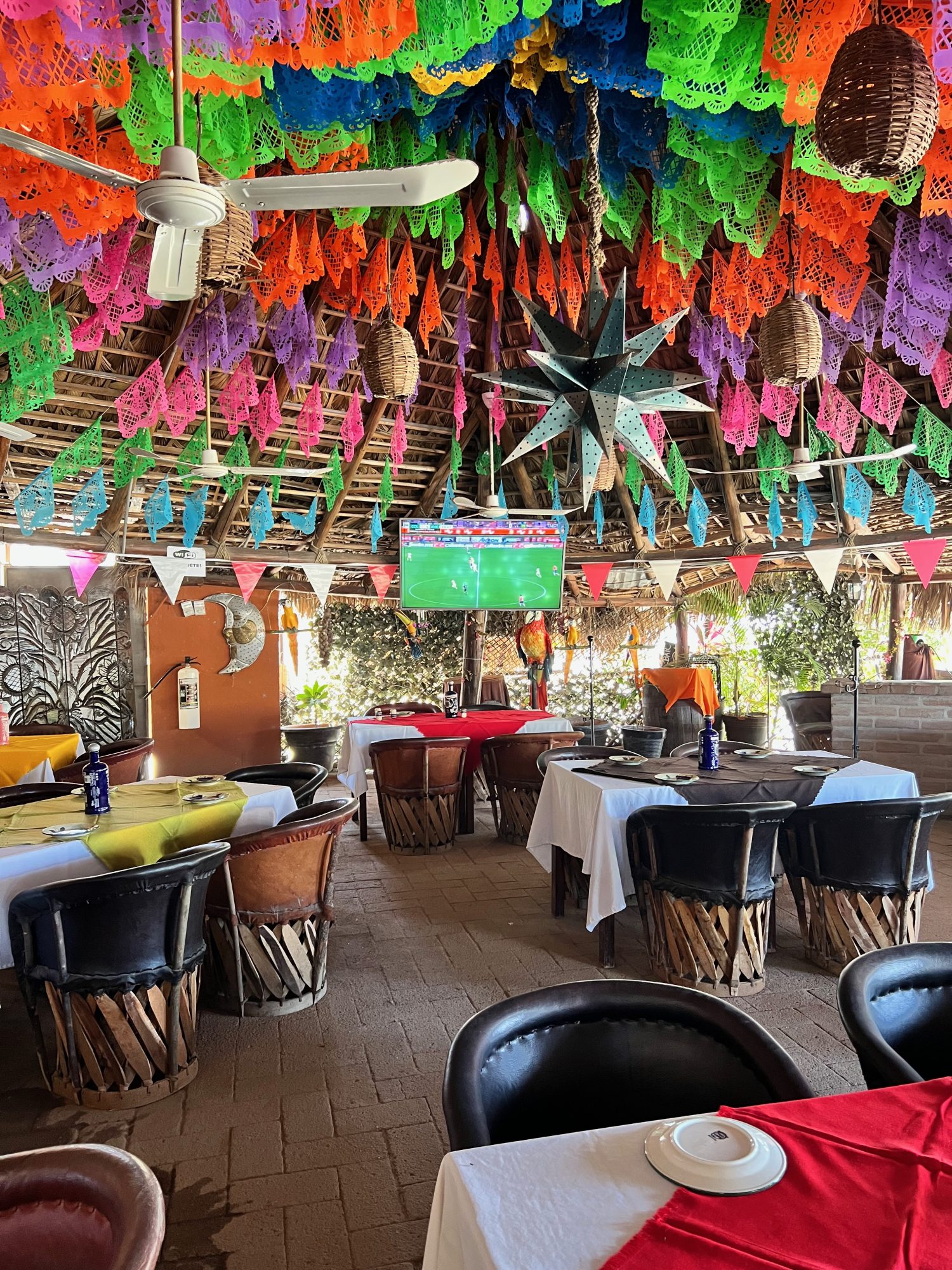 interior design of a authentic mexican restaurant.