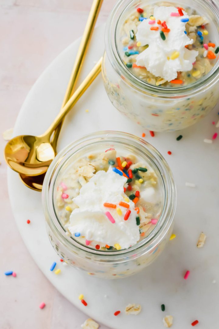 Birthday Cake Overnight Oats - A Paige of Positivity