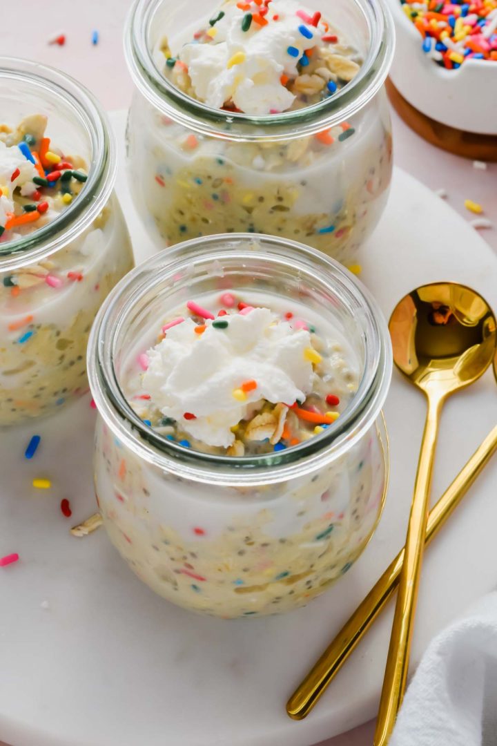 Birthday Cake Overnight Oats - A Paige of Positivity
