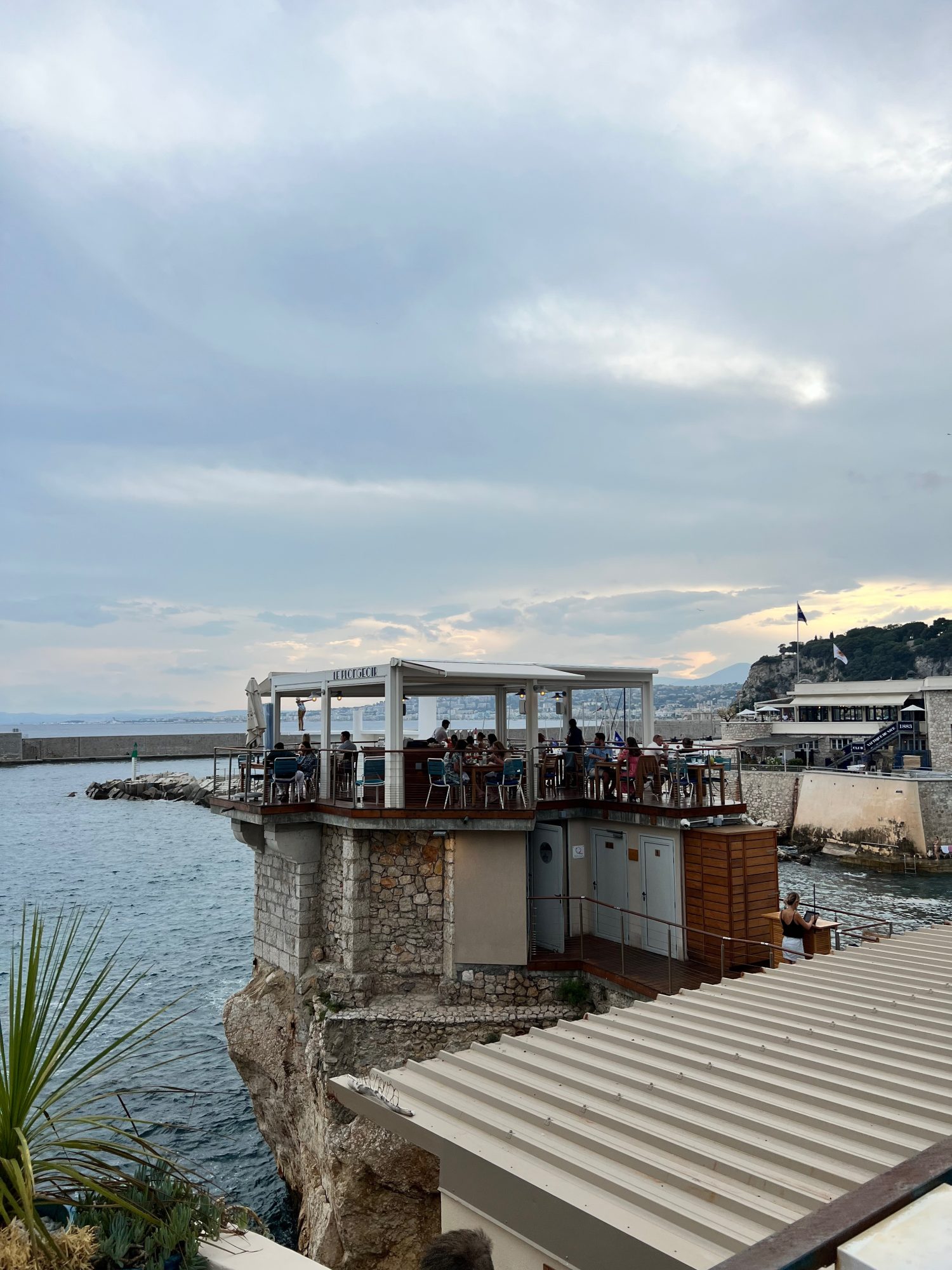 Scenic view of the old diving dock turned into award winning restaurant, Le Plongeoir.