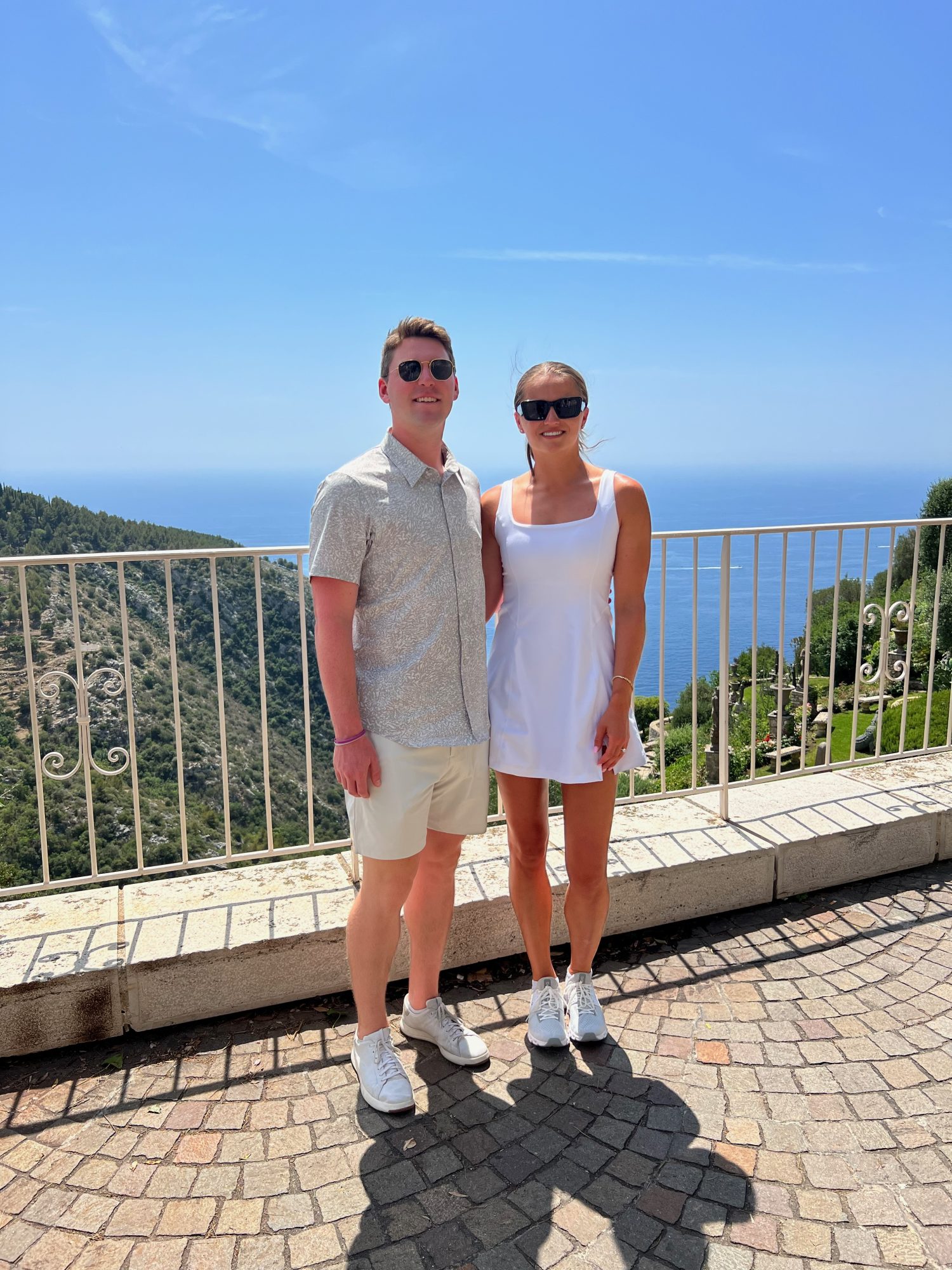 Jack and Courtney at the top of the city of Eze overlooking the ocean thousands of feet above it. 