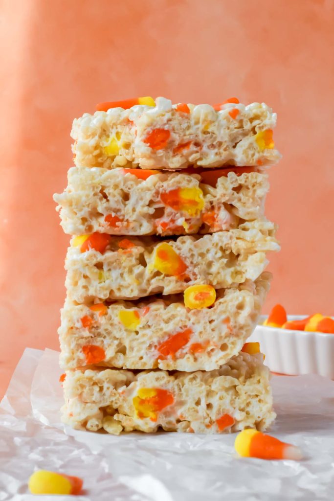 Candy Corn Rice Krispie Treats - A Paige of Positivity