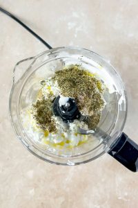 cottage cheese and spices in food processor.