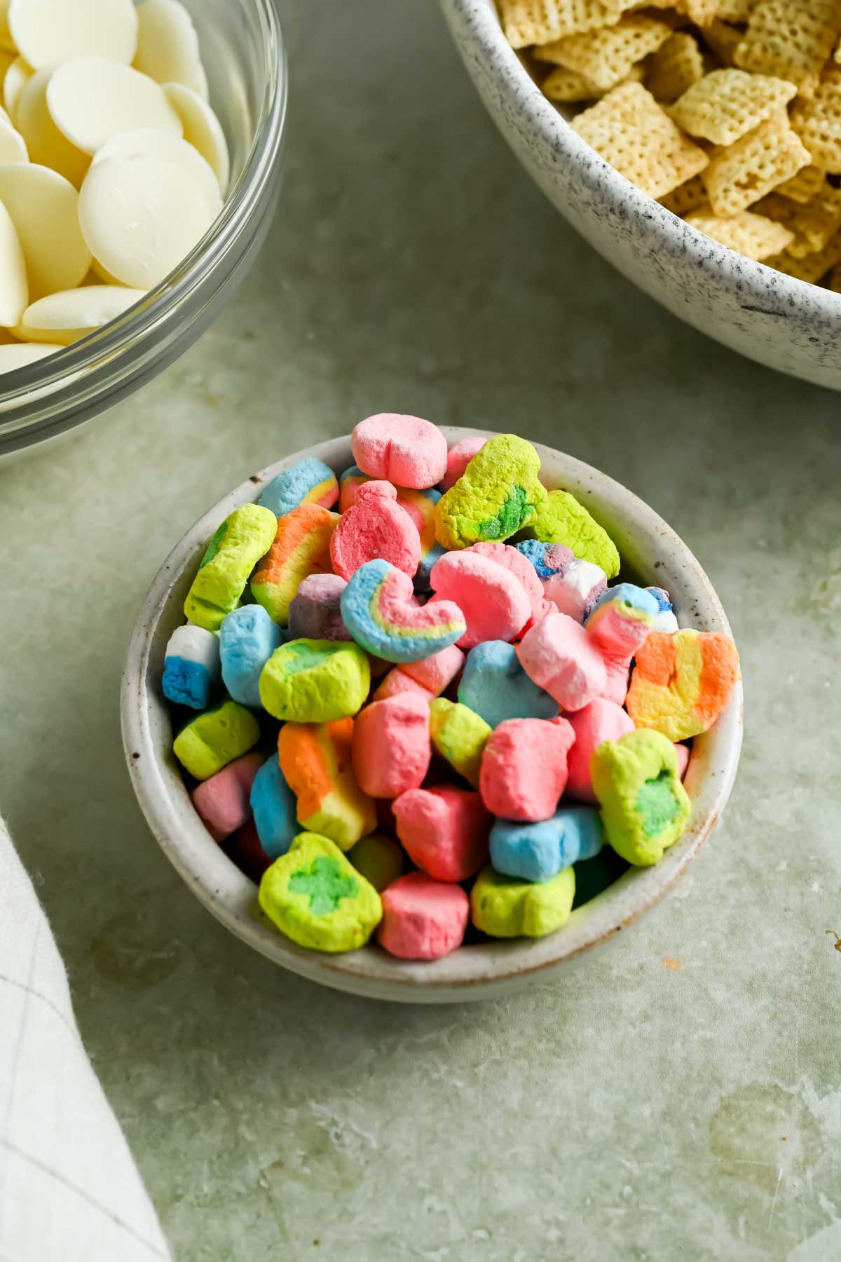 small bowl of lucky charms marshmallows.