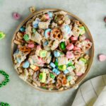 plate filled with leprechaun bait with extra lucky charm marshmallows.