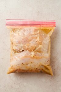 chicken marinated in large freezer size bag.