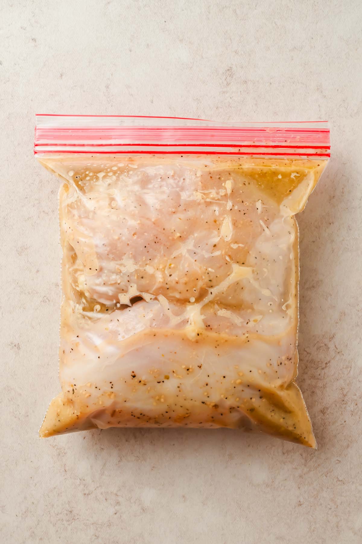 chicken marinated in large freezer size bag.