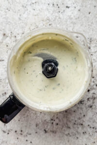 creamy green enchilada sauce in food processor.