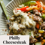 Philly Cheesesteak Bowl pinterest pin.